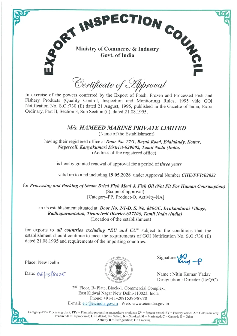 Export Inspection Council Certificate