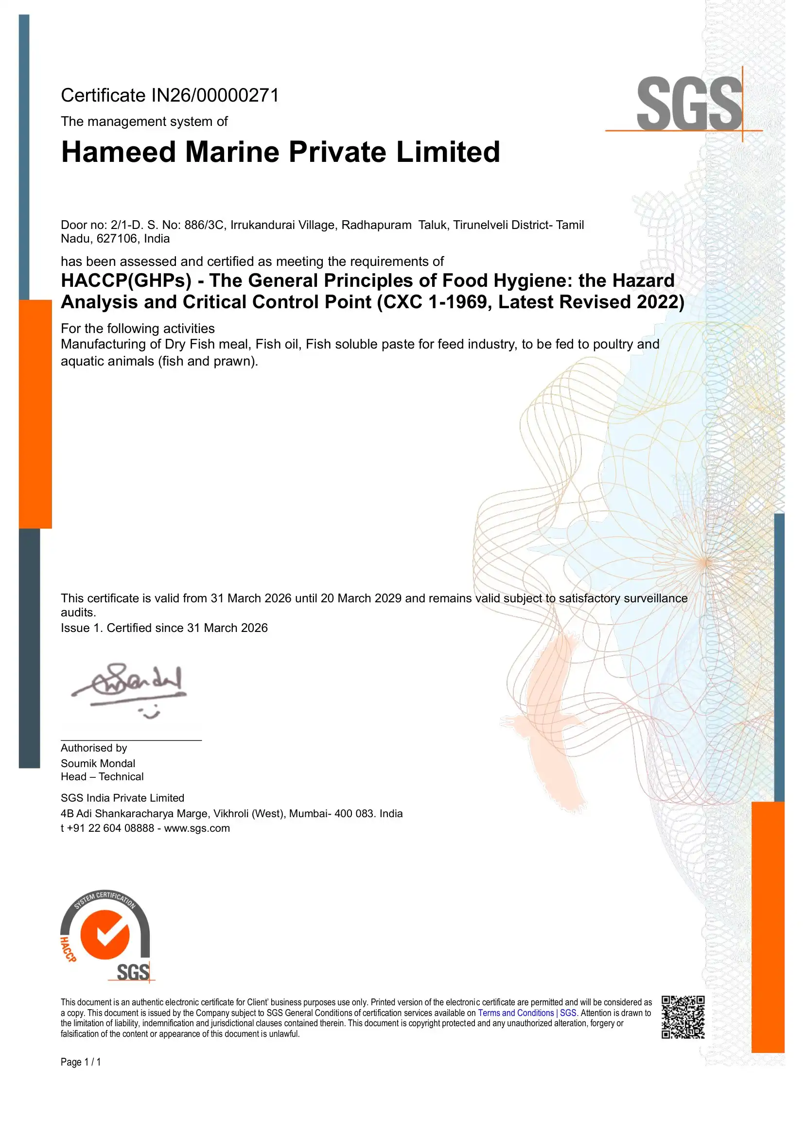HACCP Certificate